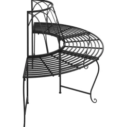 New FinePRICE Puolipyöreä puunympäryspenkki 2 kpl Ø159 cm musta teräs