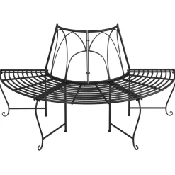 New FinePRICE Puolipyöreä puunympäryspenkki 2 kpl Ø159 cm musta teräs