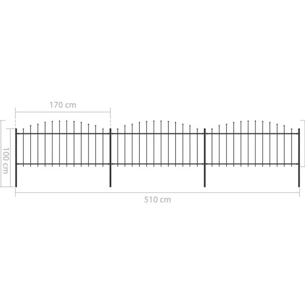 Sale FinePRICE Puutarha-aita keihäskärjillä teräs (0.5-0.75)x5.1m musta