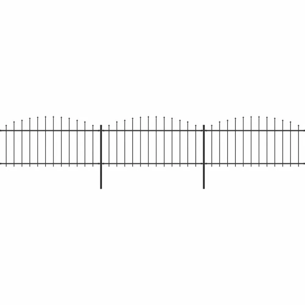 Sale FinePRICE Puutarha-aita keihäskärjillä teräs (0.5-0.75)x5.1m musta