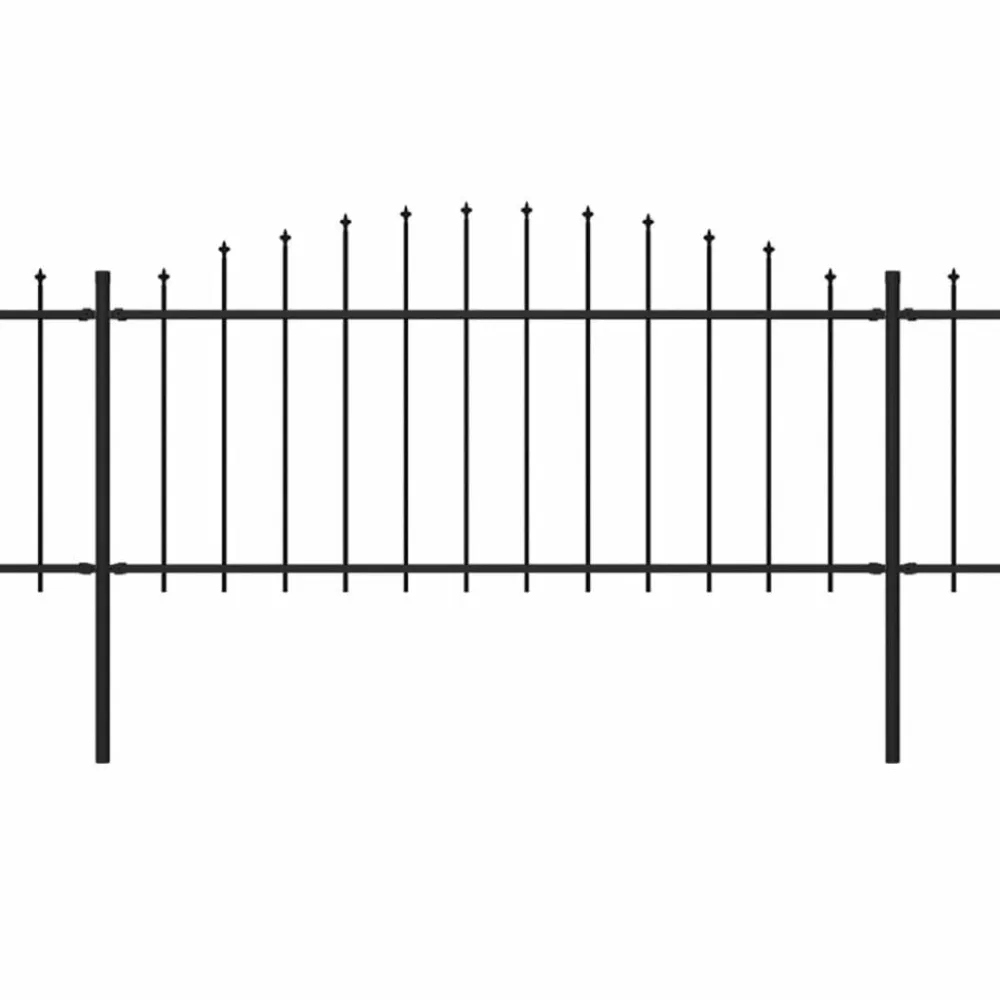 Sale FinePRICE Puutarha-aita keihäskärjillä teräs (0.5-0.75)x5.1m musta