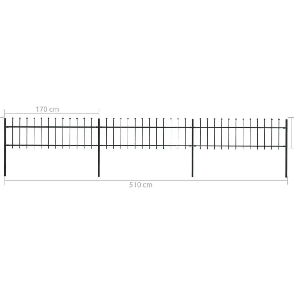 Clearance FinePRICE Puutarha-aita keihäskärjillä 5.1x0.6m teräs musta
