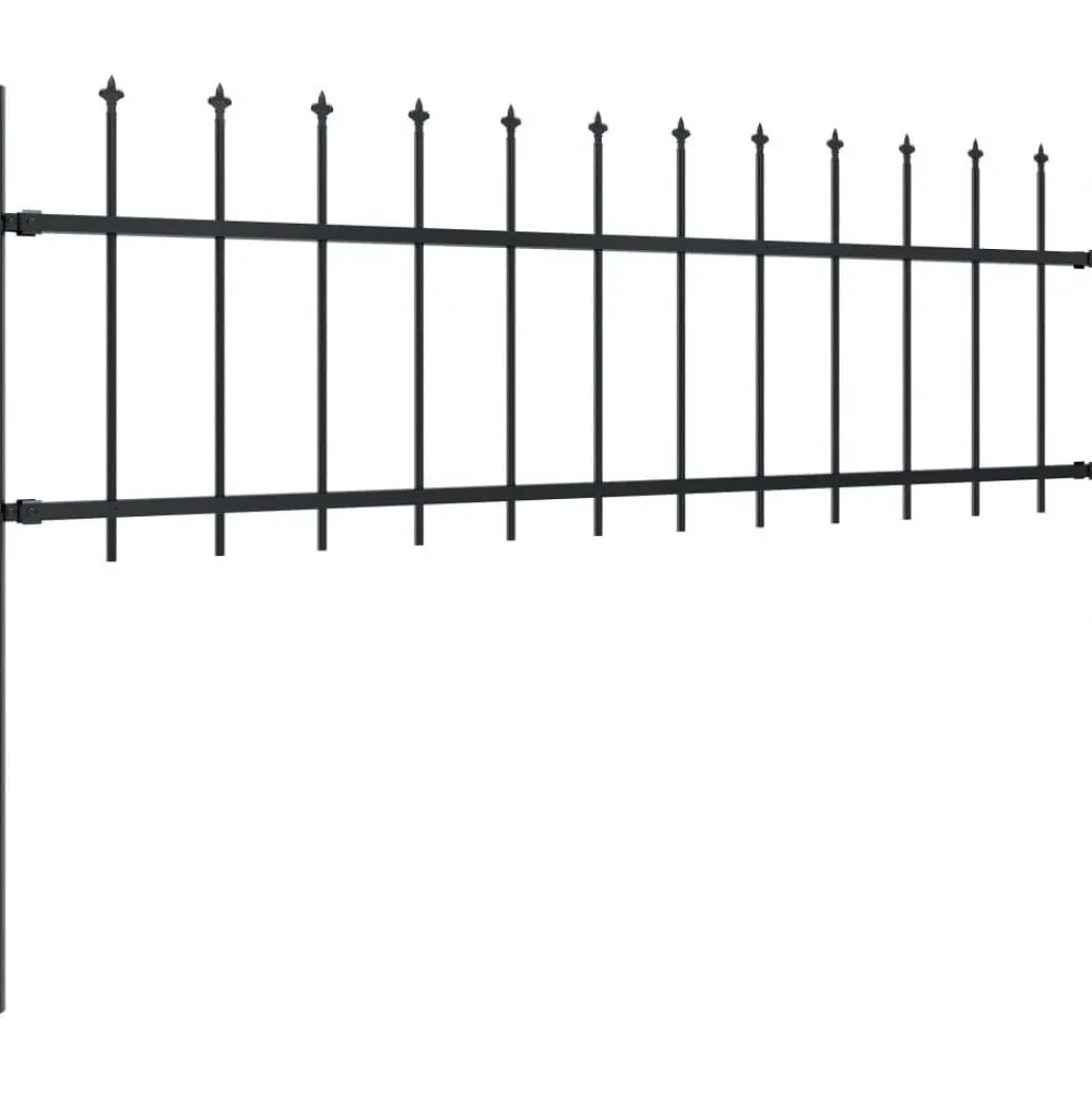 Clearance FinePRICE Puutarha-aita keihäskärjillä 5.1x0.6m teräs musta