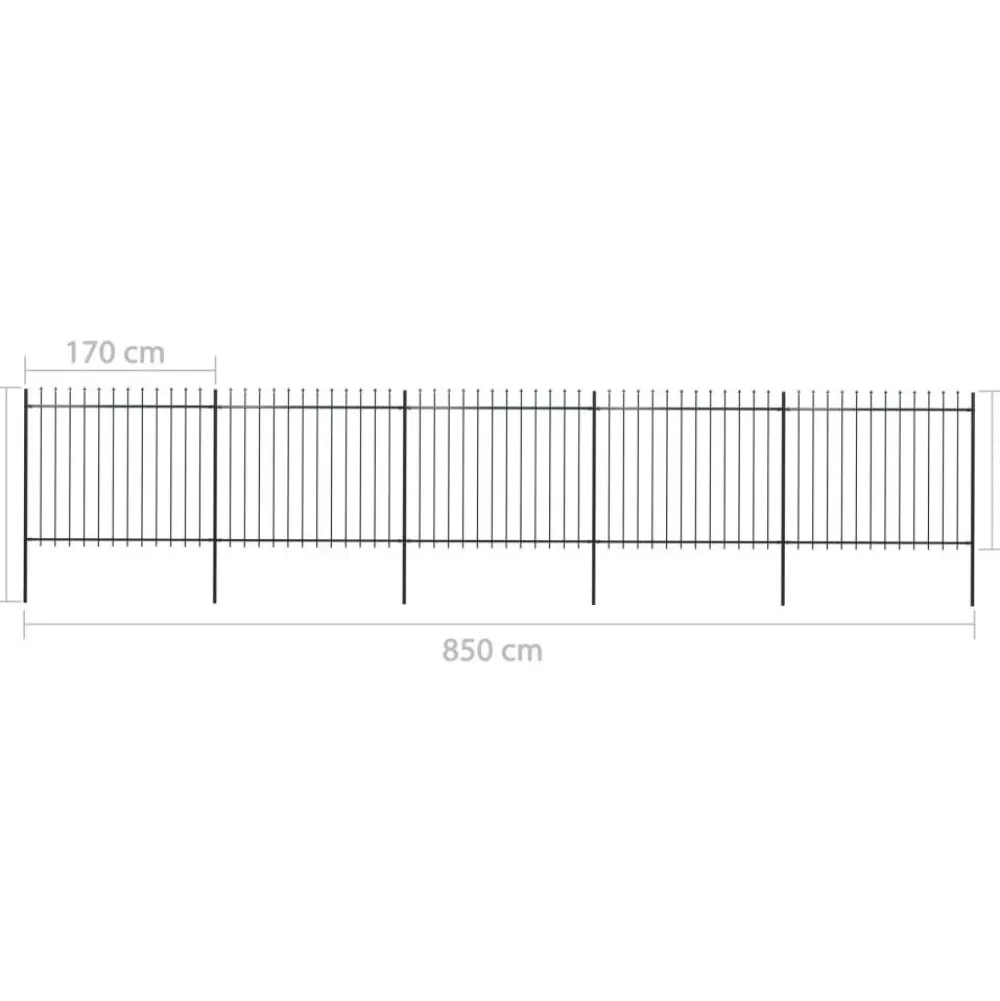 Best FinePRICE Puutarha-aita keihäskärjillä 8.5x1.5m teräs musta