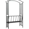 FinePRICE Puutarhakaari penkillä musta 114x45x205 cm rauta