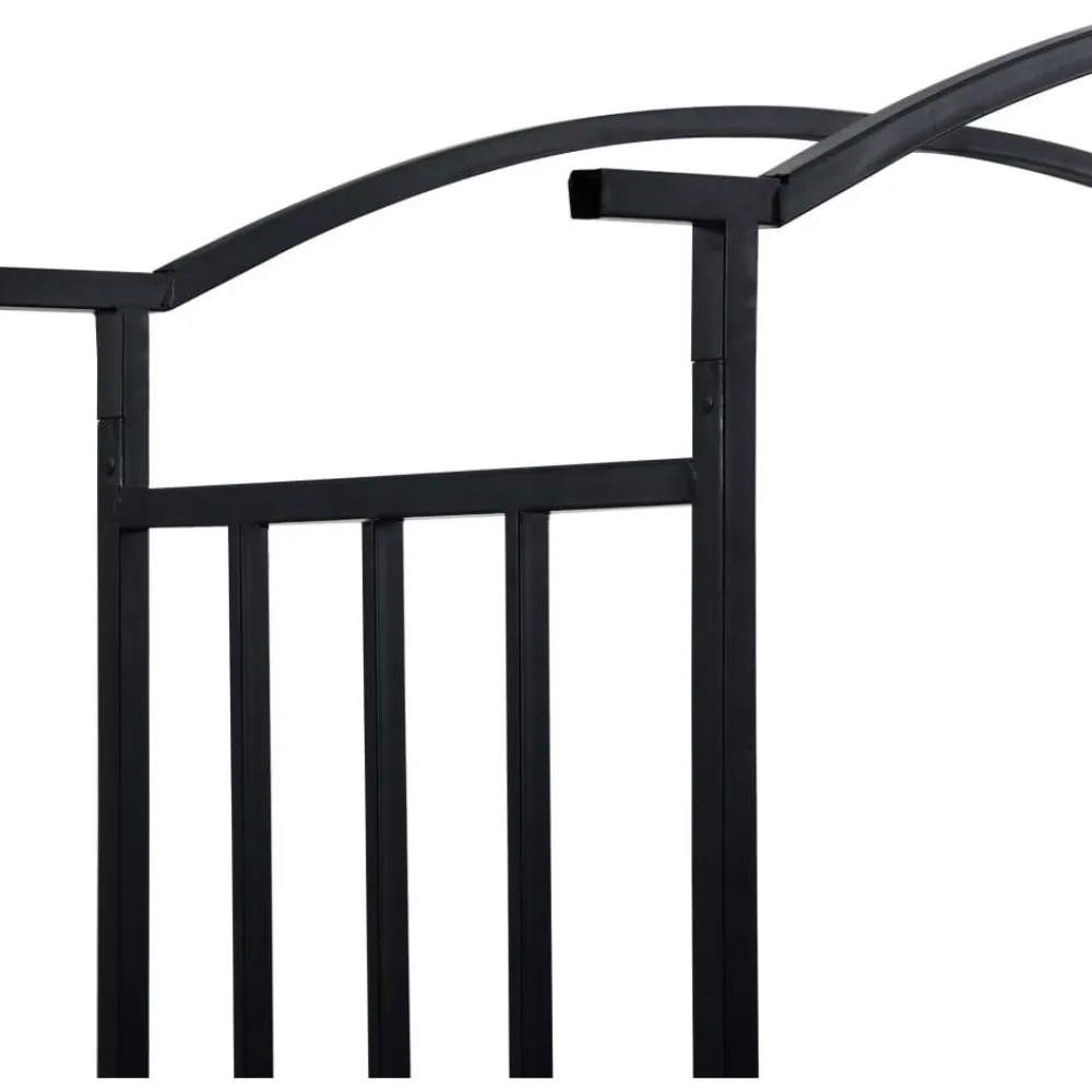FinePRICE Puutarhakaari penkillä musta 114x45x205 cm rauta