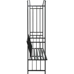 FinePRICE Puutarhakaari penkillä musta 114x45x205 cm rauta