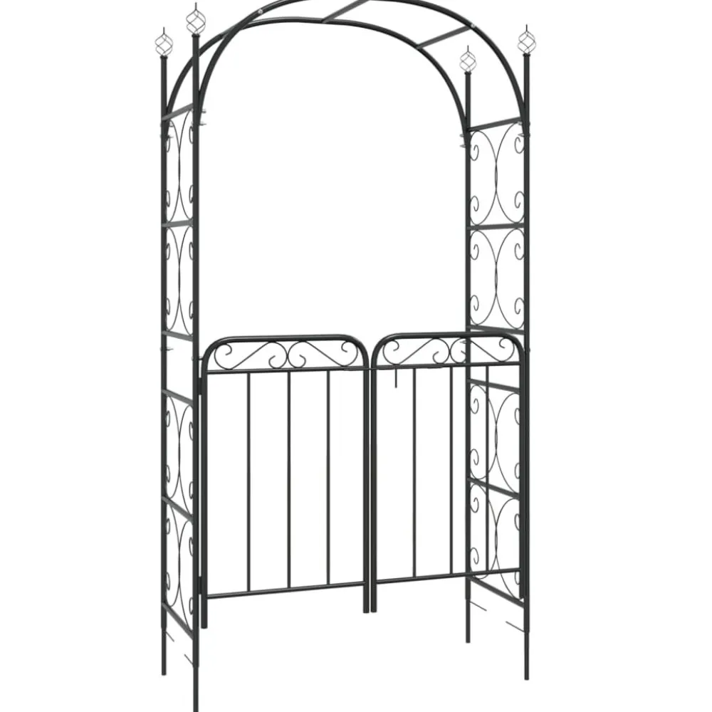 Outlet FinePRICE Puutarhakaari portilla 108x45x235 cm teräs musta