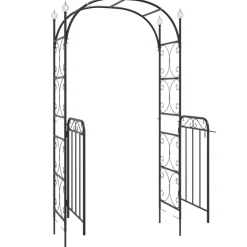Outlet FinePRICE Puutarhakaari portilla 108x45x235 cm teräs musta