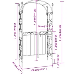 Outlet FinePRICE Puutarhakaari portilla 108x45x235 cm teräs musta