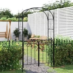 Outlet FinePRICE Puutarhakaari portilla 108x45x235 cm teräs musta