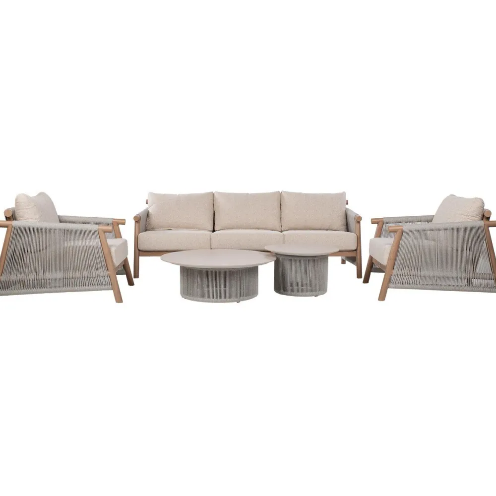 Home4you Puutarhakalustesetti DIANA sohva, 2 nojatuolia ja 2 pöytää, beige