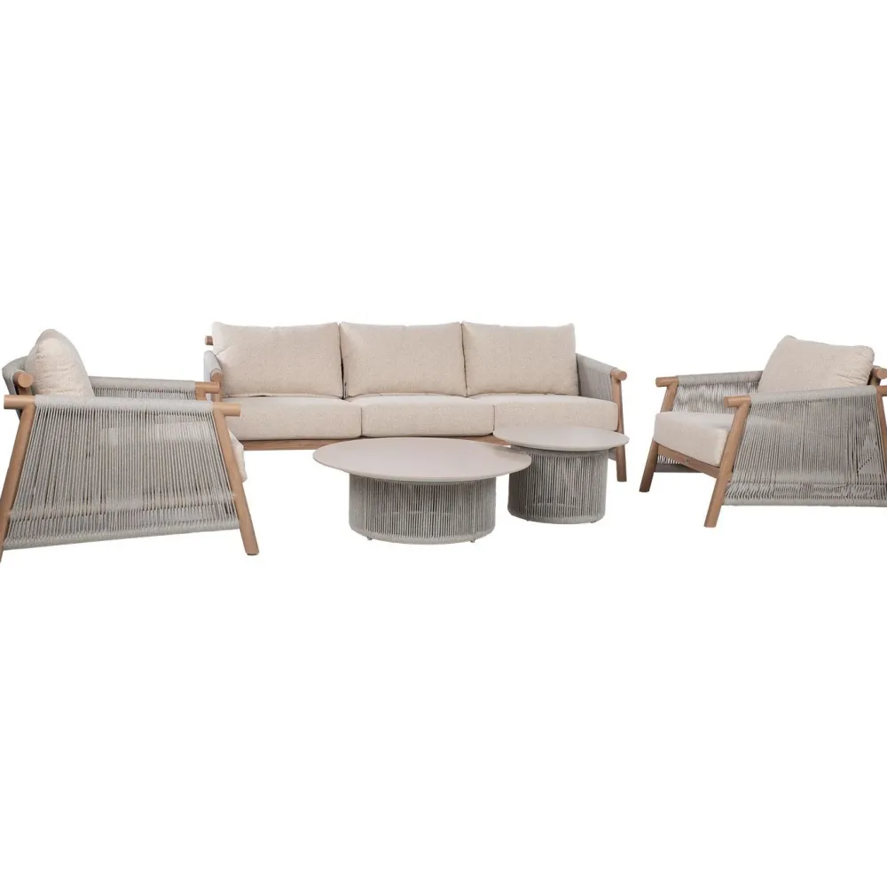 Home4you Puutarhakalustesetti DIANA sohva, 2 nojatuolia ja 2 pöytää, beige