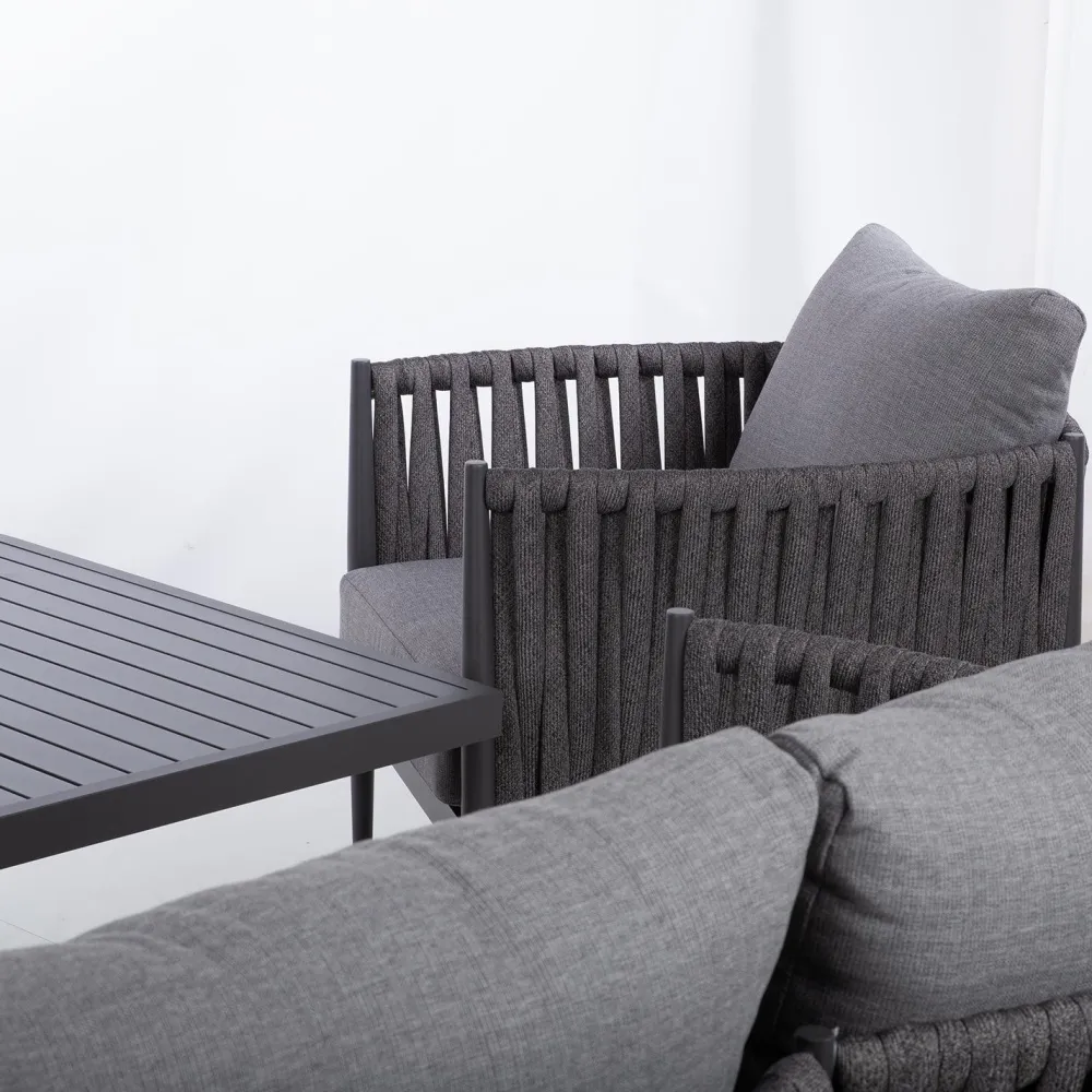 Clearance Home4you Puutarhakalustesetti BRISTOL pöytä, sohva ja 2 tuolia, harmaa
