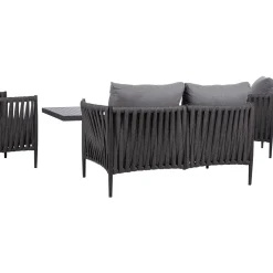 Clearance Home4you Puutarhakalustesetti BRISTOL pöytä, sohva ja 2 tuolia, harmaa