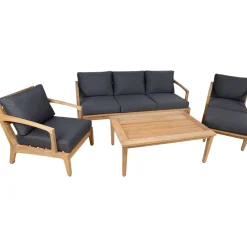 Clearance Home4you Puutarhakalustesetti MALDIVE pöytä, sohva, 2 tuolia ja rahi, ruskea