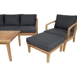 Clearance Home4you Puutarhakalustesetti MALDIVE pöytä, sohva, 2 tuolia ja rahi, ruskea