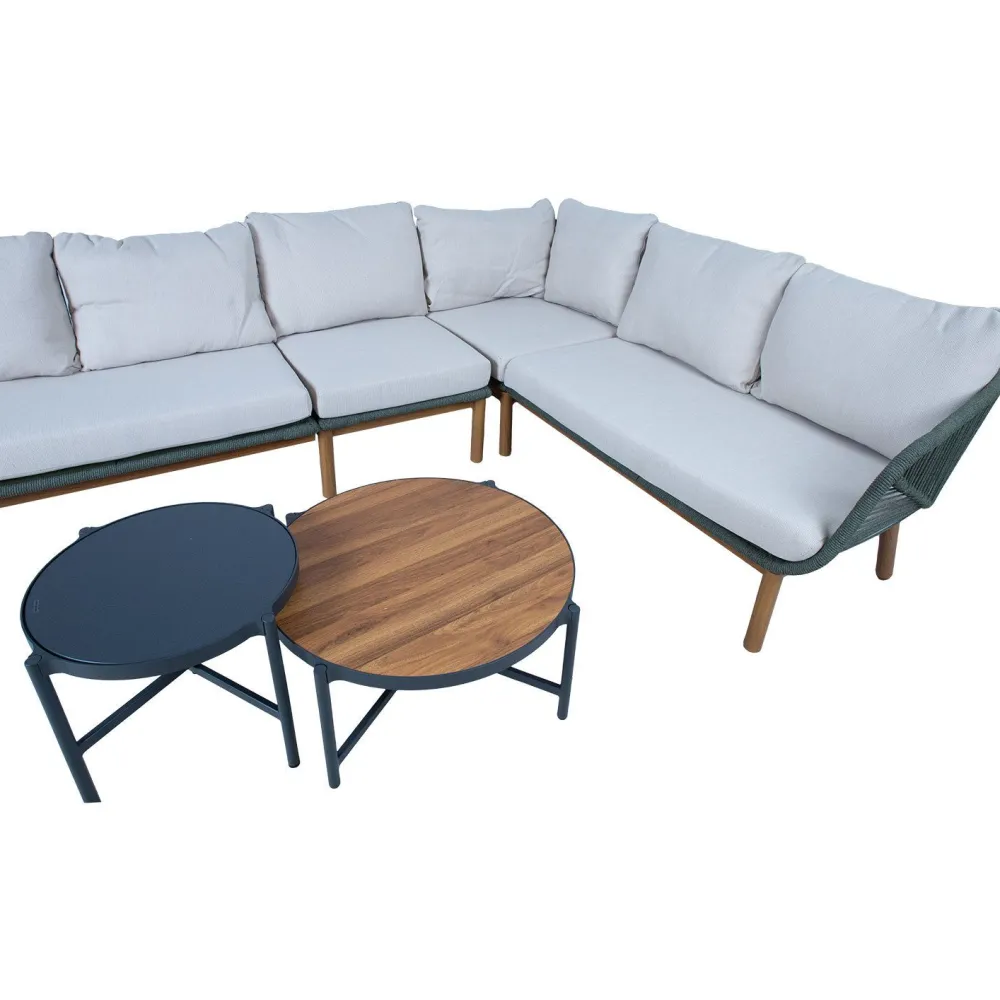 Sale Home4you Puutarhakalustesetti TUXEDO kulmasohva ja 2 pöytää, vihreä