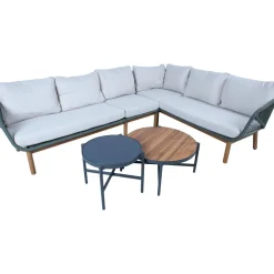 Sale Home4you Puutarhakalustesetti TUXEDO kulmasohva ja 2 pöytää, vihreä
