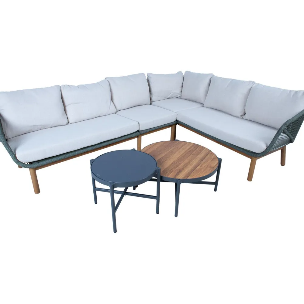 Sale Home4you Puutarhakalustesetti TUXEDO kulmasohva ja 2 pöytää, vihreä