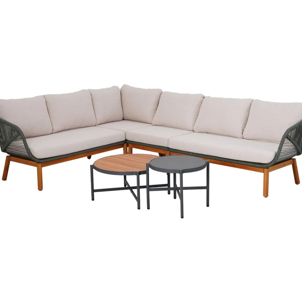 Sale Home4you Puutarhakalustesetti TUXEDO kulmasohva ja 2 pöytää, vihreä