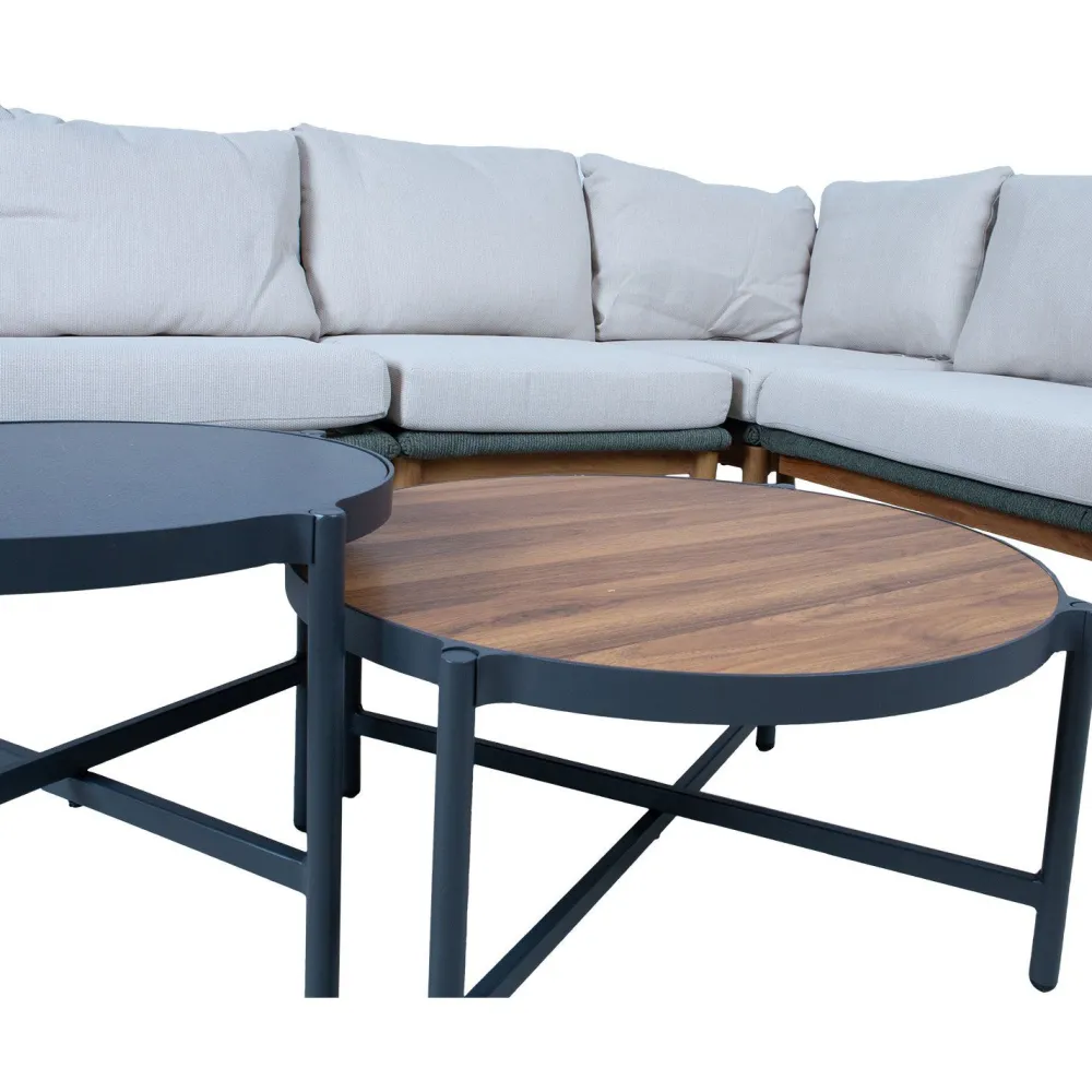 Sale Home4you Puutarhakalustesetti TUXEDO kulmasohva ja 2 pöytää, vihreä