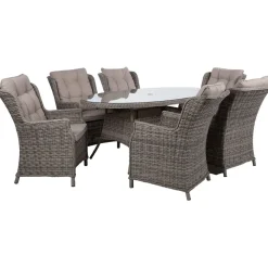 Clearance Home4you Puutarhakalustesetti TRENTO pöytä ja 6 tuolia, harmaa