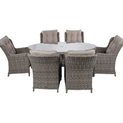 Clearance Home4you Puutarhakalustesetti TRENTO pöytä ja 6 tuolia, harmaa