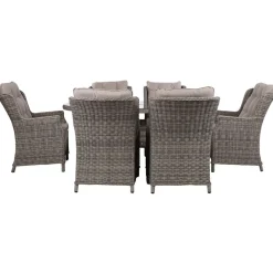 Clearance Home4you Puutarhakalustesetti TRENTO pöytä ja 6 tuolia, harmaa