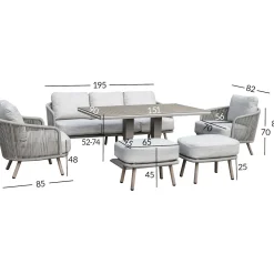 Outlet Home4you Puutarhakalustesetti MALISE 6-osainen, beige
