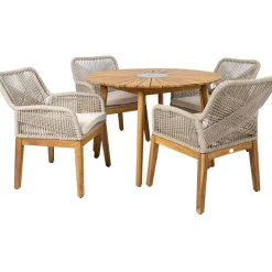Home4you Puutarhakalustesetti FLORIDA pöytä ja 4 tuolia, beige