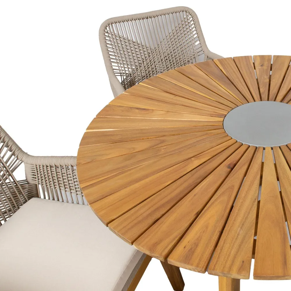 Home4you Puutarhakalustesetti FLORIDA pöytä ja 4 tuolia, beige