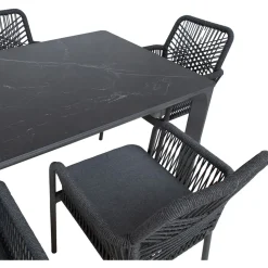 Outlet Home4you Puutarhakalustesetti CARVES olefiiniköysipunostuoleilla, 6 tuolia, harmaa