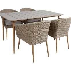 New Home4you Puutarhakalustesetti NORWAY pöytä ja 4 tuolia, beige