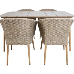 New Home4you Puutarhakalustesetti NORWAY pöytä ja 4 tuolia, beige