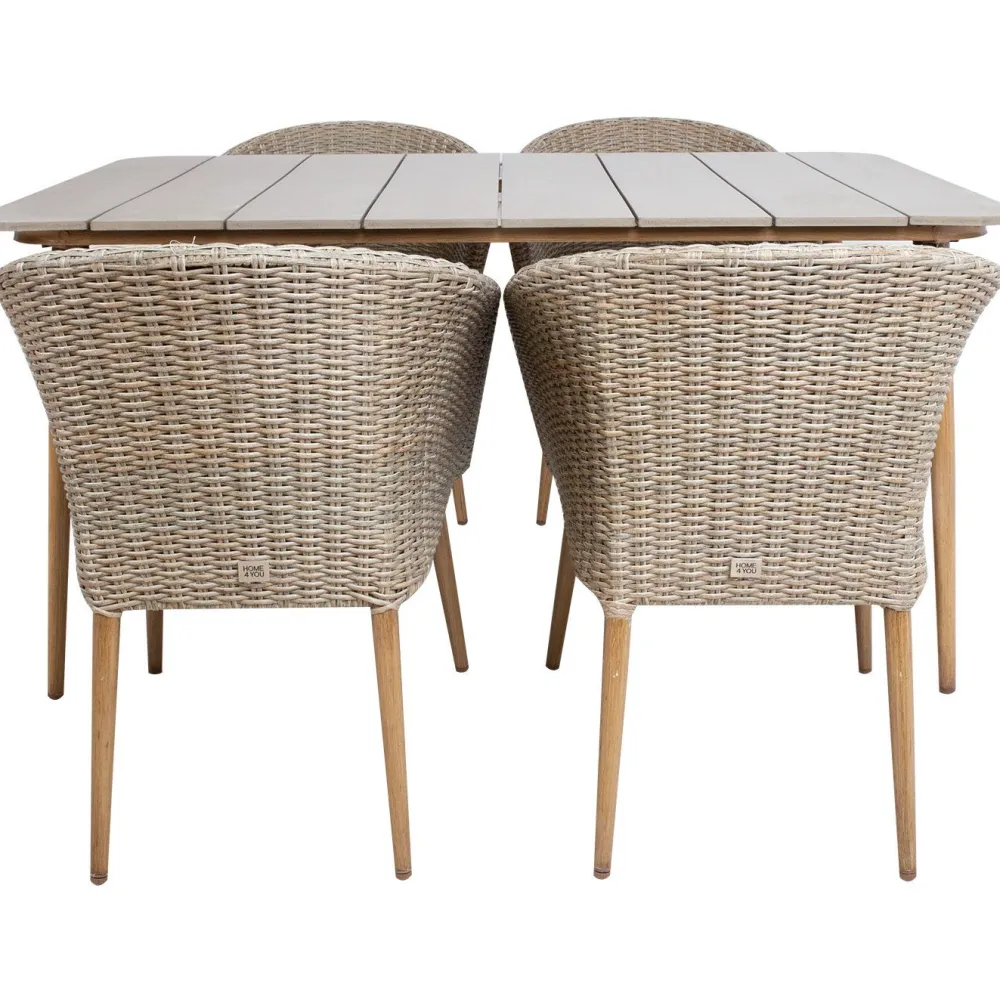 New Home4you Puutarhakalustesetti NORWAY pöytä ja 4 tuolia, beige