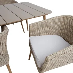 New Home4you Puutarhakalustesetti NORWAY pöytä ja 4 tuolia, beige