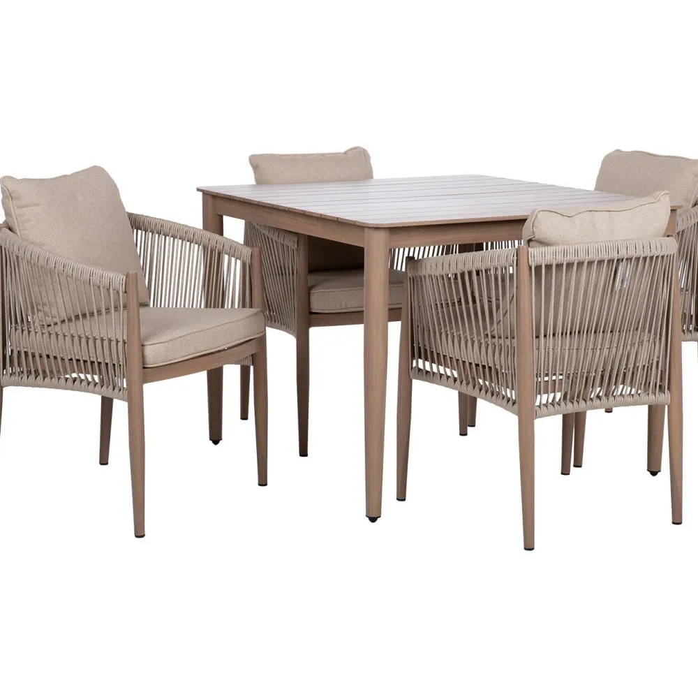 Outlet Home4you Puutarhakalustesetti MEDINA pöytä ja 4 tuolia, beige
