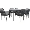 Outlet Home4you Puutarhakalustesetti BEIDA olefiiniköysipunostuoleilla, 6 tuolia, harmaa