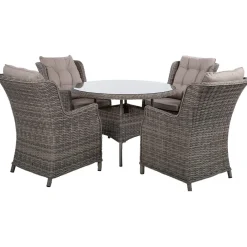 Outlet Home4you Puutarhakalustesetti TRENTO pöytä ja 4 tuolia, harmaa