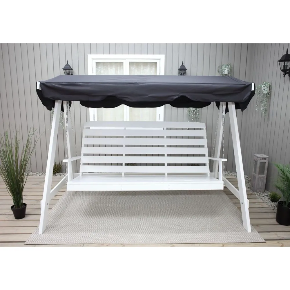 Baltic Garden Puutarhakeinu katoksella Pelle 165cm valkoinen/musta
