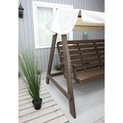 Baltic Garden Puutarhakeinu katoksella Pelle 165cm ruskea/beige