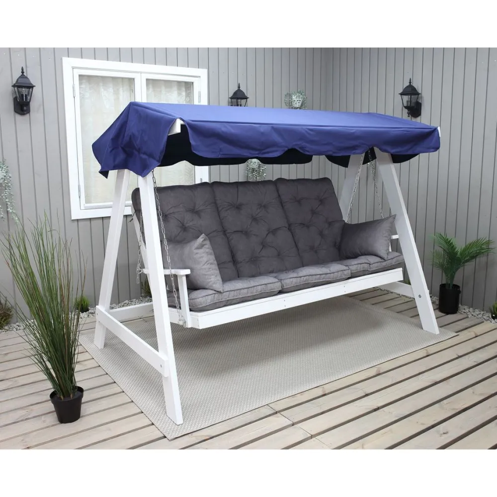 Discount Baltic Garden Puutarhakeinu katoksella Pelle 165cm valkoinen/sininen