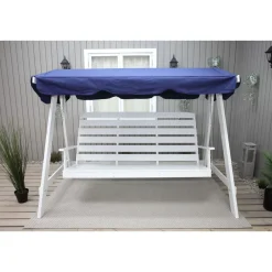 Discount Baltic Garden Puutarhakeinu katoksella Pelle 165cm valkoinen/sininen