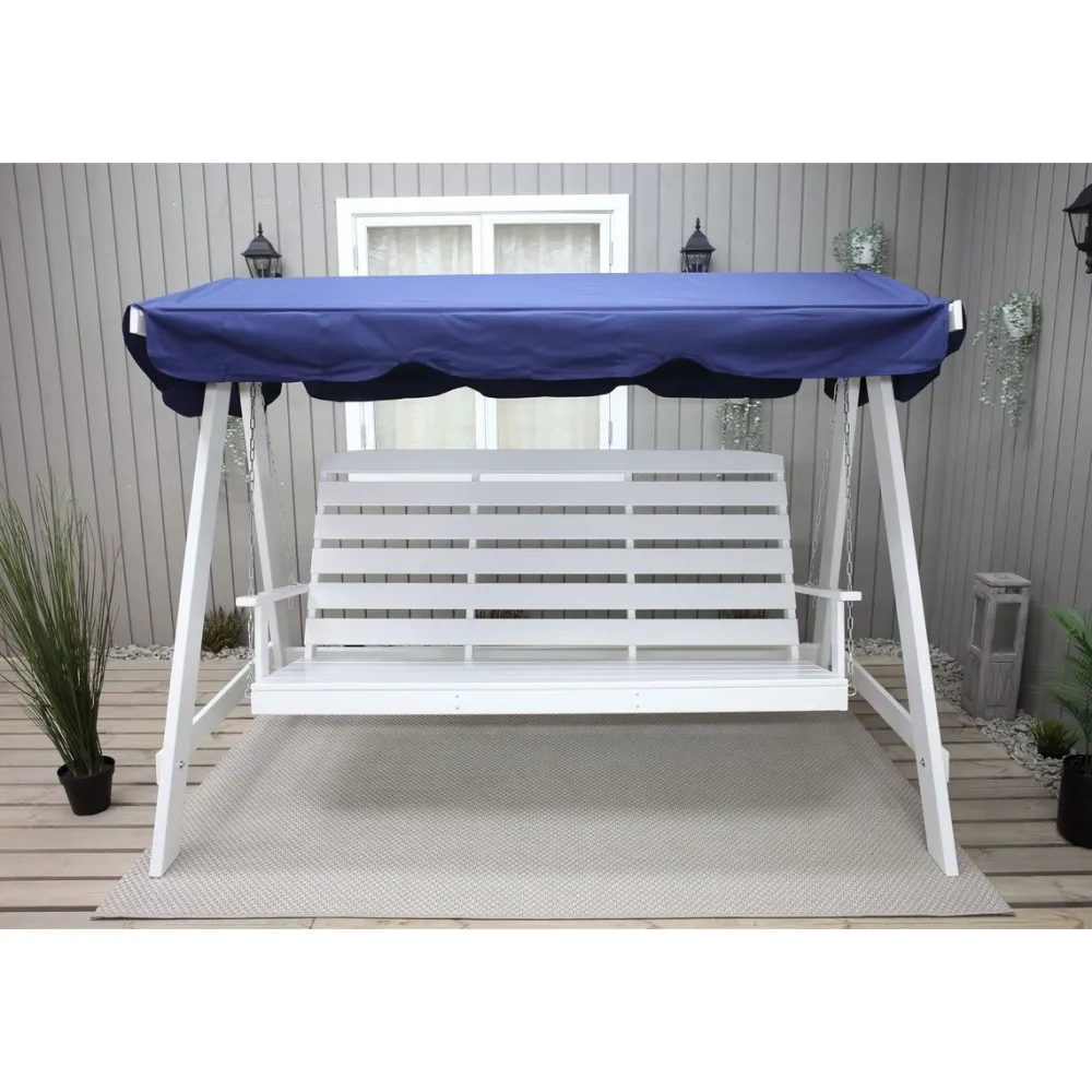 Discount Baltic Garden Puutarhakeinu katoksella Pelle 165cm valkoinen/sininen