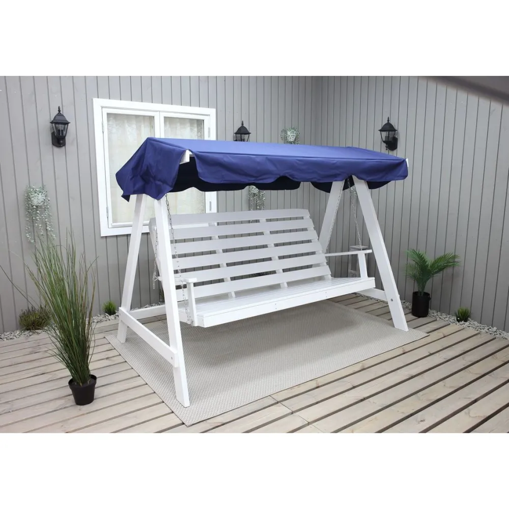 Discount Baltic Garden Puutarhakeinu katoksella Pelle 165cm valkoinen/sininen