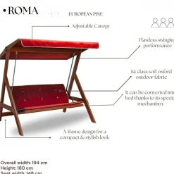 Online Linento Garden Puutarhakeinu Roma, 3-istuttava, laivastonsininen