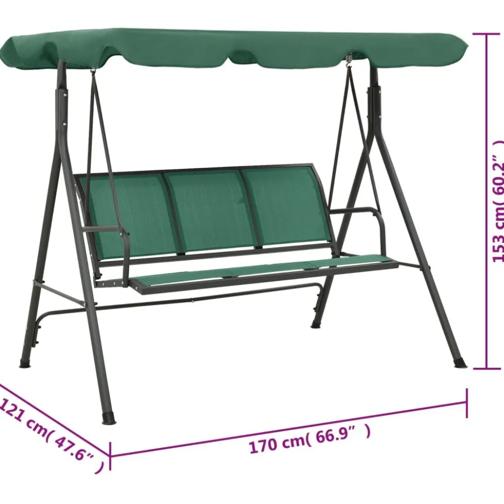 Online FinePRICE Puutarhakeinu vihreä 170 cm textilene ja teräs (63323)