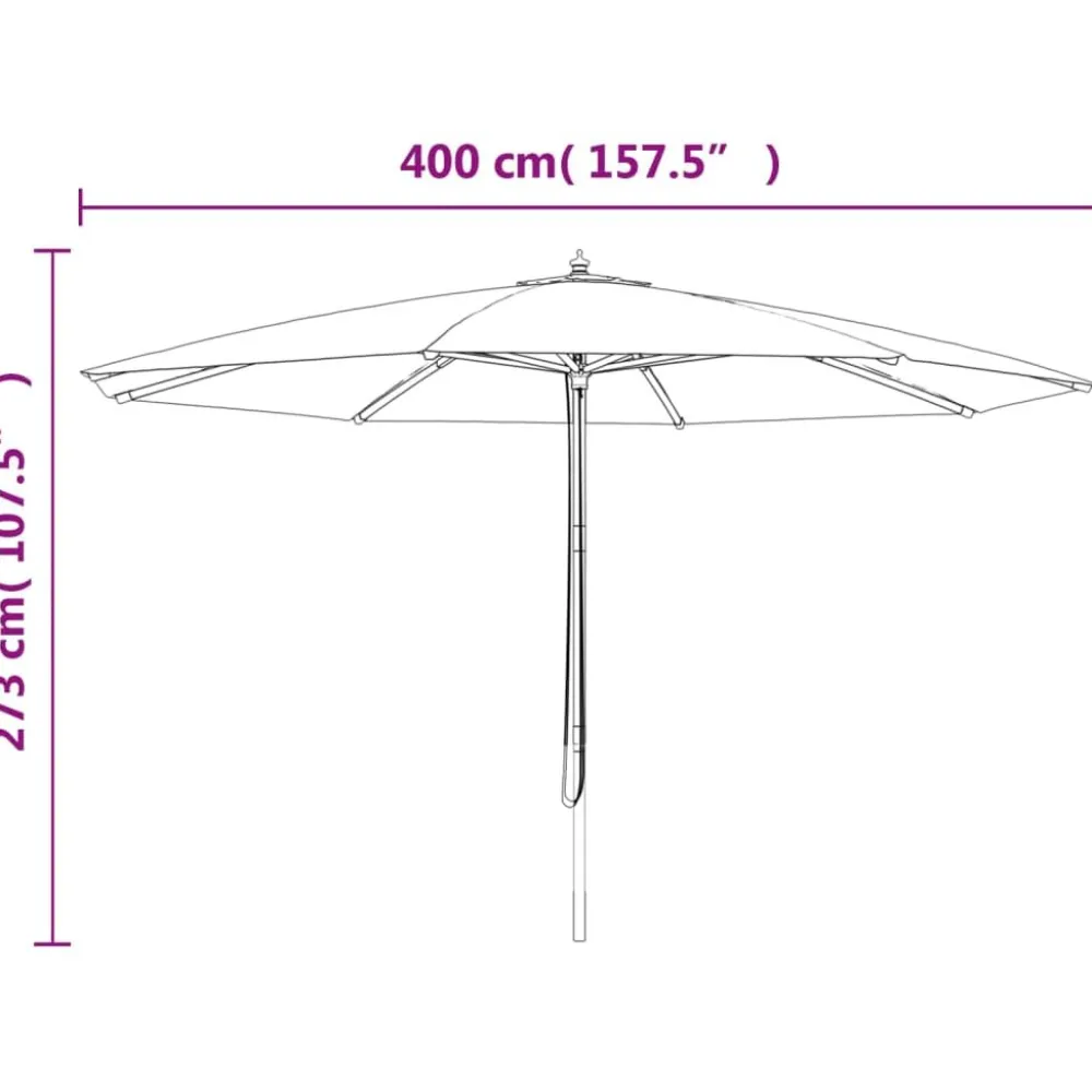 Outlet FinePRICE Puutarhan aurinkovarjo puutolppa antrasiitti 400x273 cm