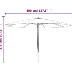 Outlet FinePRICE Puutarhan aurinkovarjo puutolppa antrasiitti 400x273 cm
